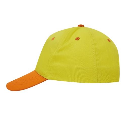 Katoenen kinder cap geel/oranje