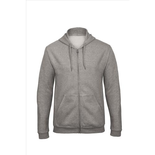 Hoodie met full zip heather grey,s