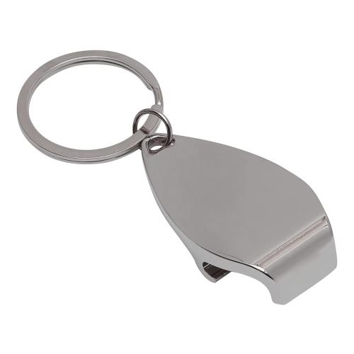 Metalen flesopener/sleutelhanger zilver