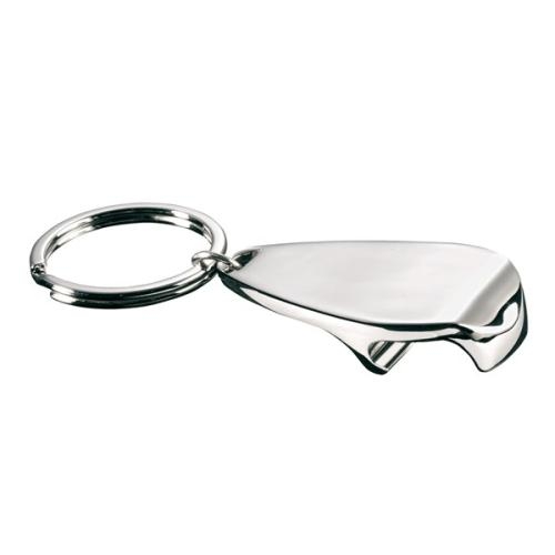 Metalen flesopener/sleutelhanger zilver
