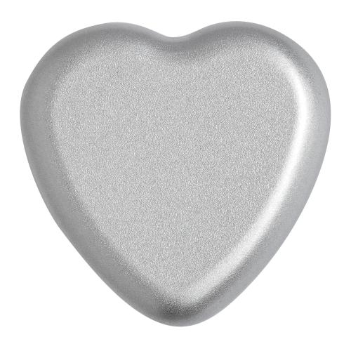 Kaars in metalen hartvormige houder rood/zilver