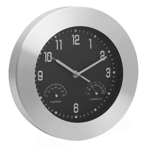 Wandklok met weerstation zilver