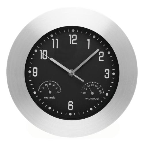 Wandklok met weerstation zilver
