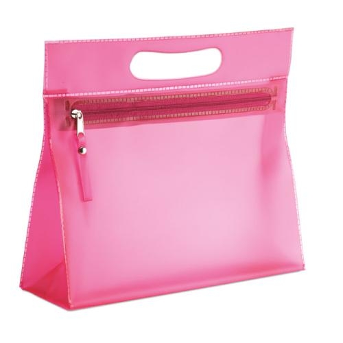 Transparant gekleurde toilettas fuchsia