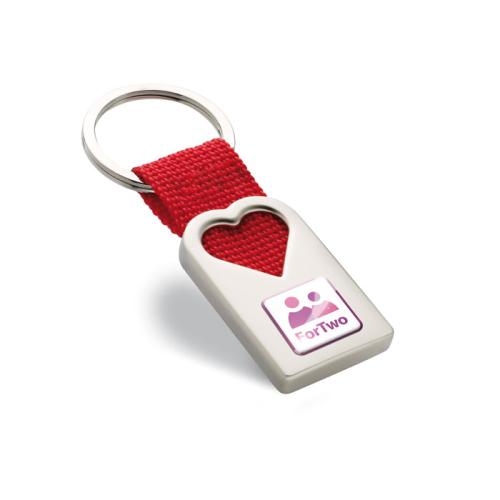 Metalen sleutelhanger hartje rood