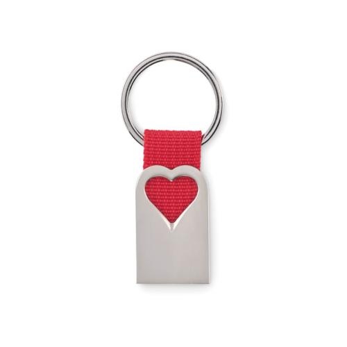 Metalen sleutelhanger hartje rood