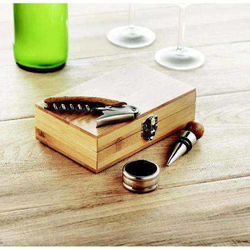 Wijnset Sonoma in bamboe doosje hout