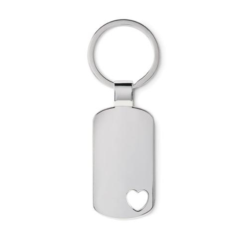 Metalen sleutelhanger, hartje Coraz mat zilver