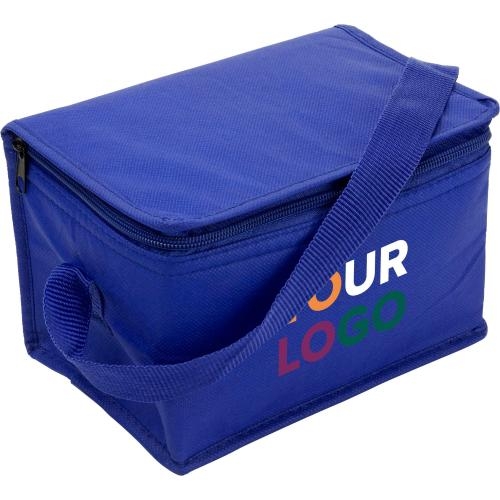 Non-woven koeltas voor 6 blikjes blauw