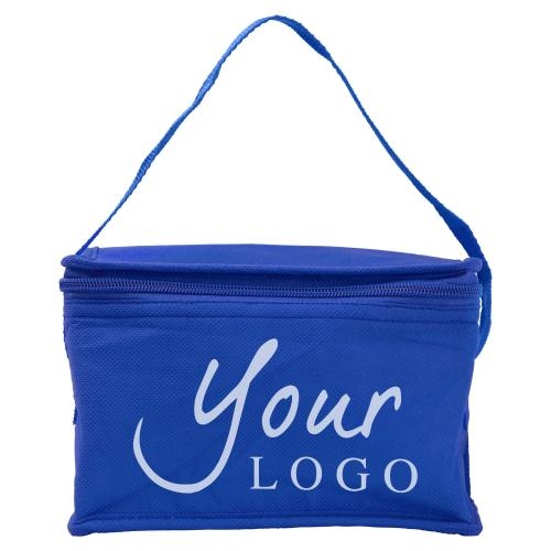 Non-woven koeltas voor 6 blikjes blauw