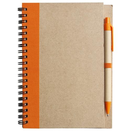 A5 recycle notitieboekje met pen oranje