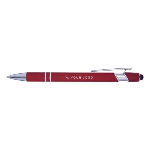 Balpen met rubberen toplaag en stylus blauw