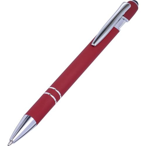 Balpen met rubberen toplaag en stylus blauw