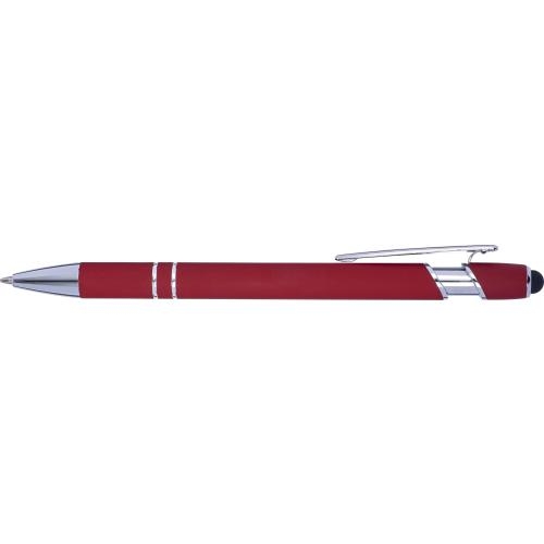 Balpen met rubberen toplaag en stylus blauw