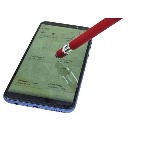 Balpen met rubberen toplaag en stylus blauw