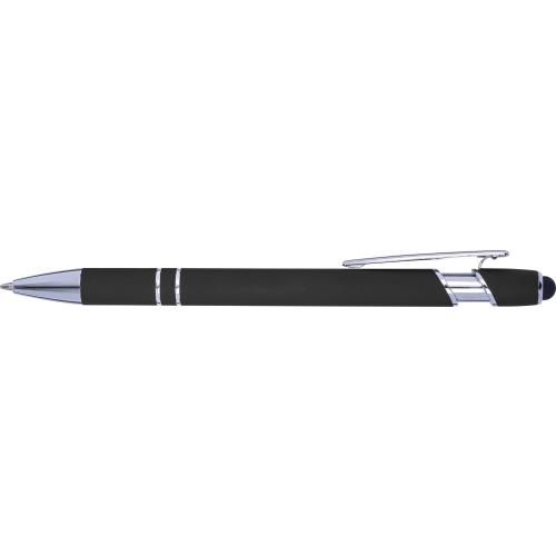 Balpen met rubberen toplaag en stylus zwart