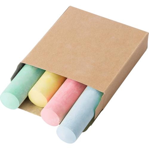 Kartonnen box met stoepkrijt bruin