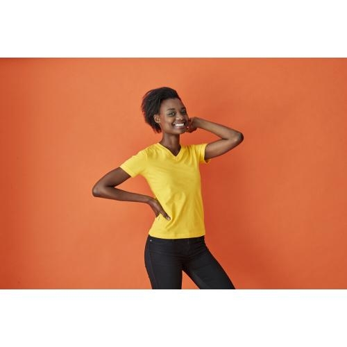 Dames T-shirt V-hals ecologisch Fairtrade katoen geel,l
