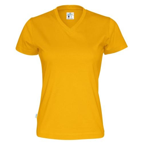 Dames T-shirt V-hals ecologisch Fairtrade katoen geel,l