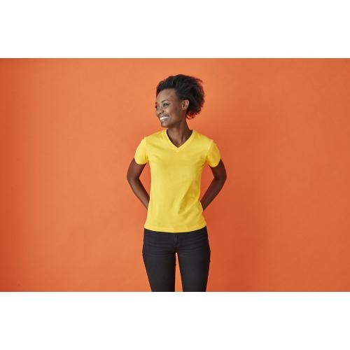 Dames T-shirt V-hals ecologisch Fairtrade katoen geel,l