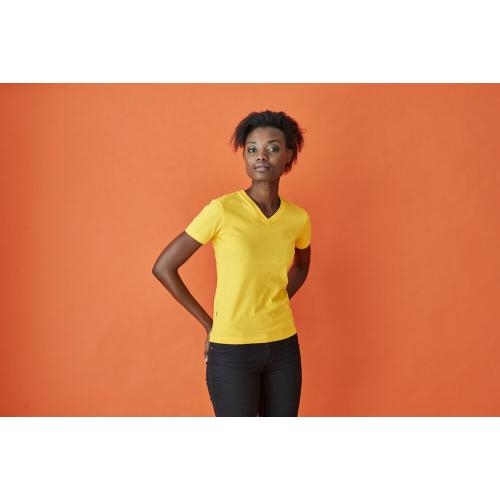 Dames T-shirt V-hals ecologisch Fairtrade katoen geel,l