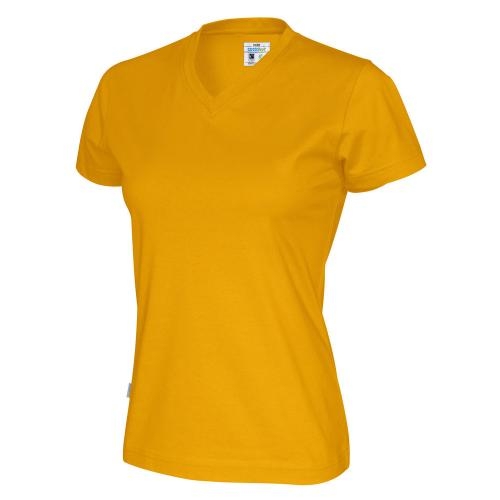 Dames T-shirt V-hals ecologisch Fairtrade katoen geel,l
