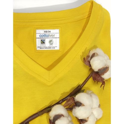 Dames T-shirt V-hals ecologisch Fairtrade katoen geel,l