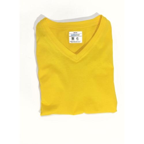 Dames T-shirt V-hals ecologisch Fairtrade katoen geel,l