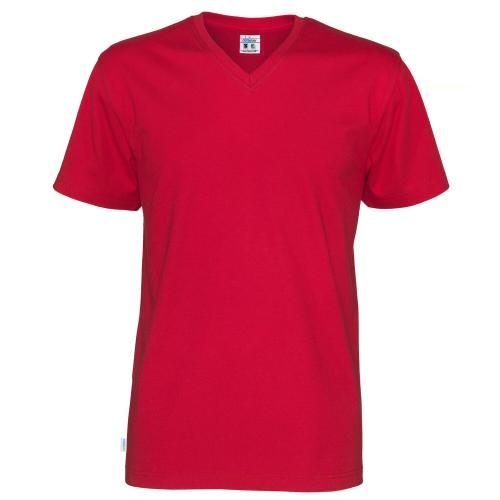 Heren T-shirt V-hals ecologisch Fairtrade katoen rood,l