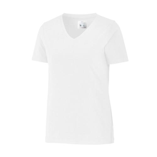 T-shirt V-hals dames slim fit wit,l
