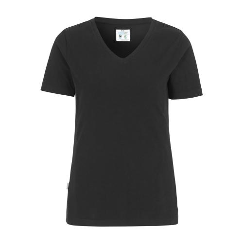 T-shirt V-hals dames slim fit zwart,l