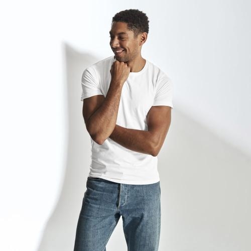 T-shirt ronde nek man slim fit wit,l