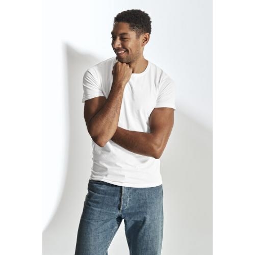 T-shirt ronde nek man slim fit wit,l