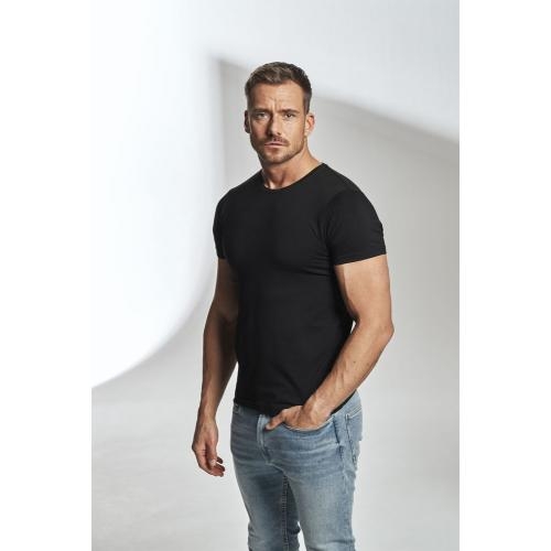 T-shirt ronde nek man slim fit wit,l
