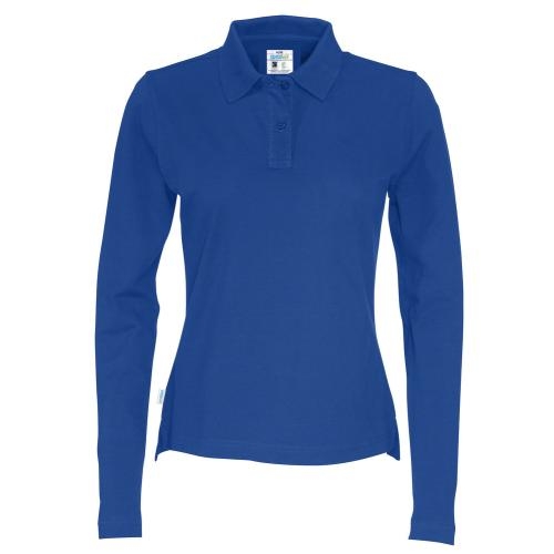 Longsleeve polo dames blauw,l