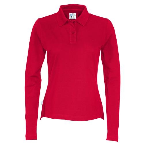 Longsleeve polo dames rood,l