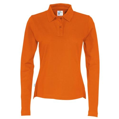 Longsleeve polo dames oranje,l