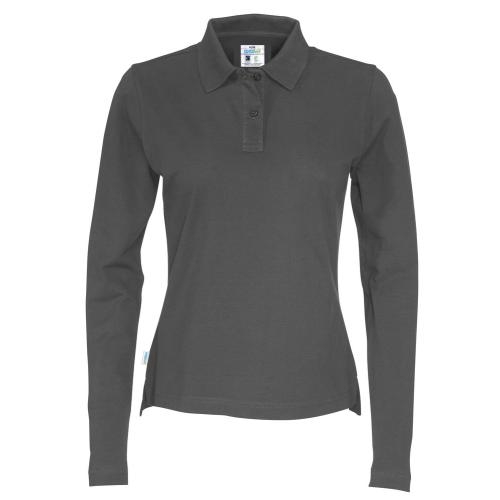 Longsleeve polo dames antraciet,l