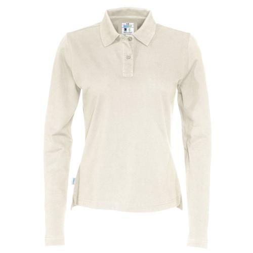 Longsleeve polo dames ecru,l