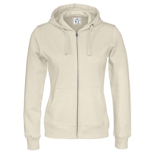 Cottover full zip hoodie dames ecru,l