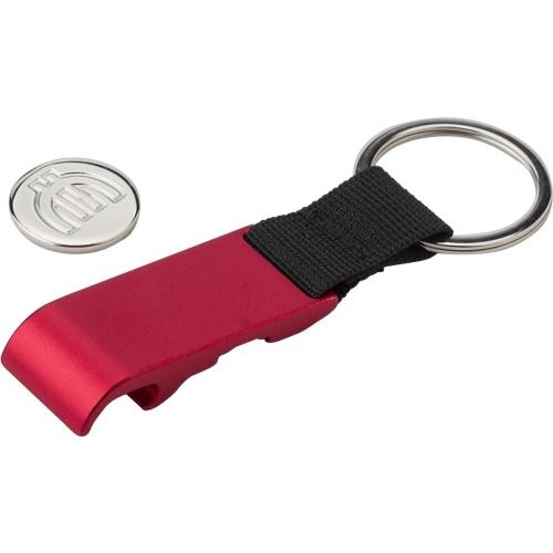 Metalen sleutelhanger met winkelmunt blauw