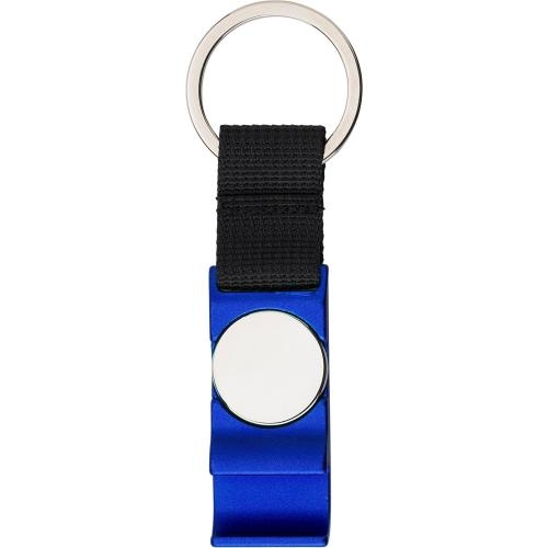 Metalen sleutelhanger met winkelmunt blauw