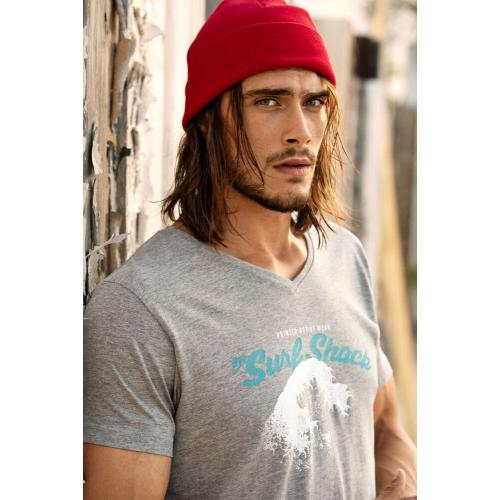 printer heavy v t-shirt wit,l