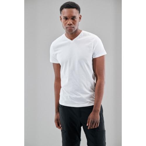 printer heavy v t-shirt wit,l