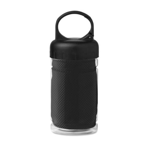Drinkfles met handdoek zwart