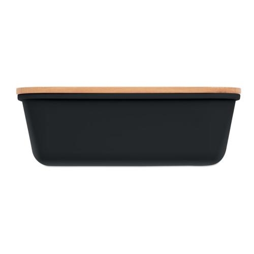 Lunchbox met bamboe deksel Thursday zwart