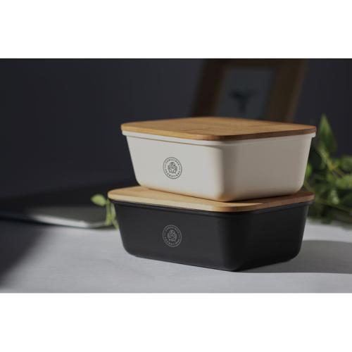 Lunchbox met bamboe deksel Thursday zwart