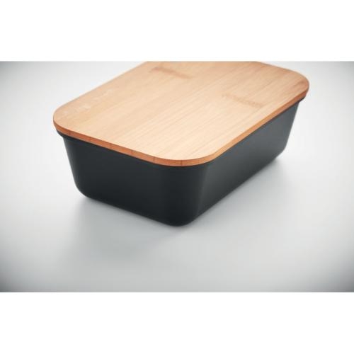 Lunchbox met bamboe deksel Thursday zwart