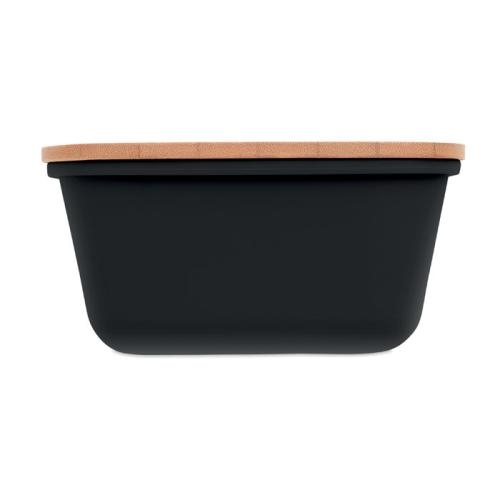 Lunchbox met bamboe deksel Thursday zwart