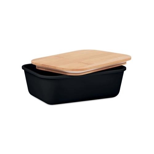 Lunchbox met bamboe deksel Thursday zwart